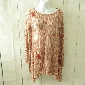 Knox Rose Top M Medium Rust Space Dye Knit Long Sleeve Asymmetric Boho Peasant